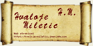 Hvaloje Miletić vizit kartica